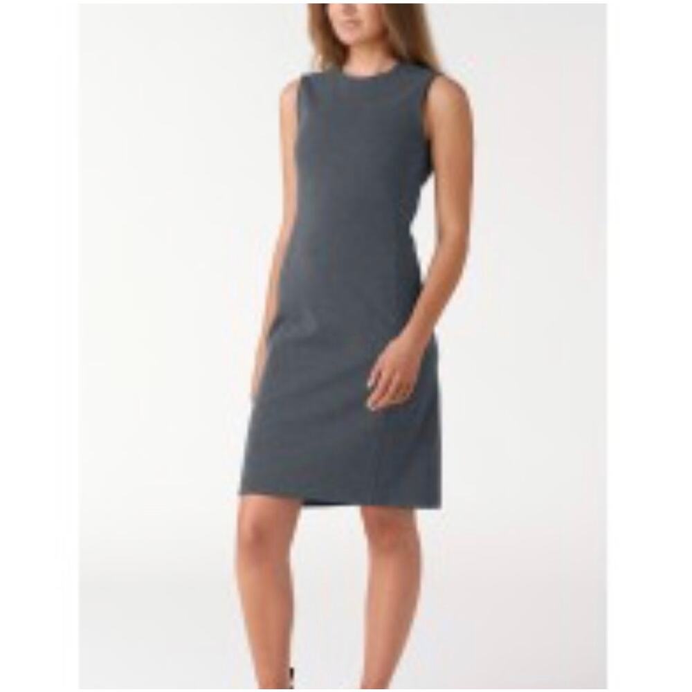 QOR Qorkit Large Sheath Mini Dress Gray Cotton Blend Sleeveless Career Office